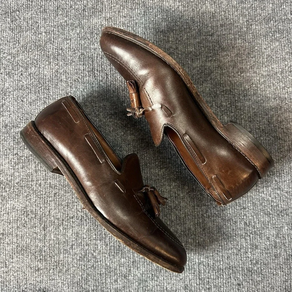 Allen Edmonds Grayson Loafer Shoes Mens Size 7.5 EE Brown Leather Tassel Dress